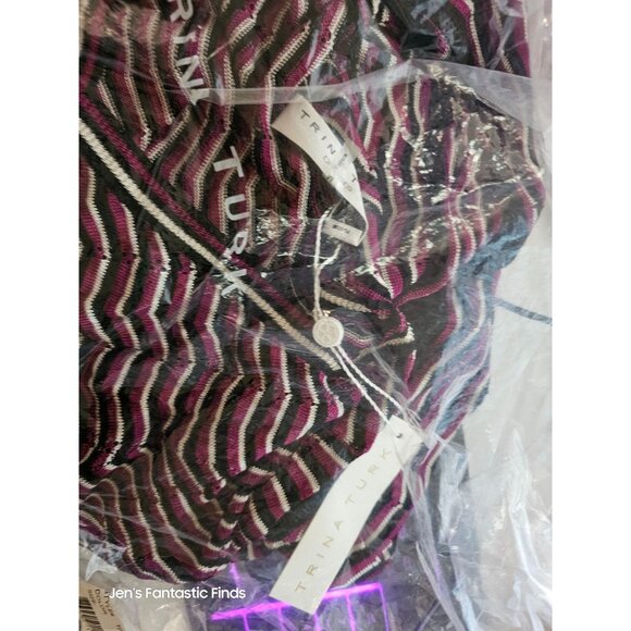 Trina Turk Chevron Belted Sweater Dress w/ Slip M NWT - Picture 2 of 8